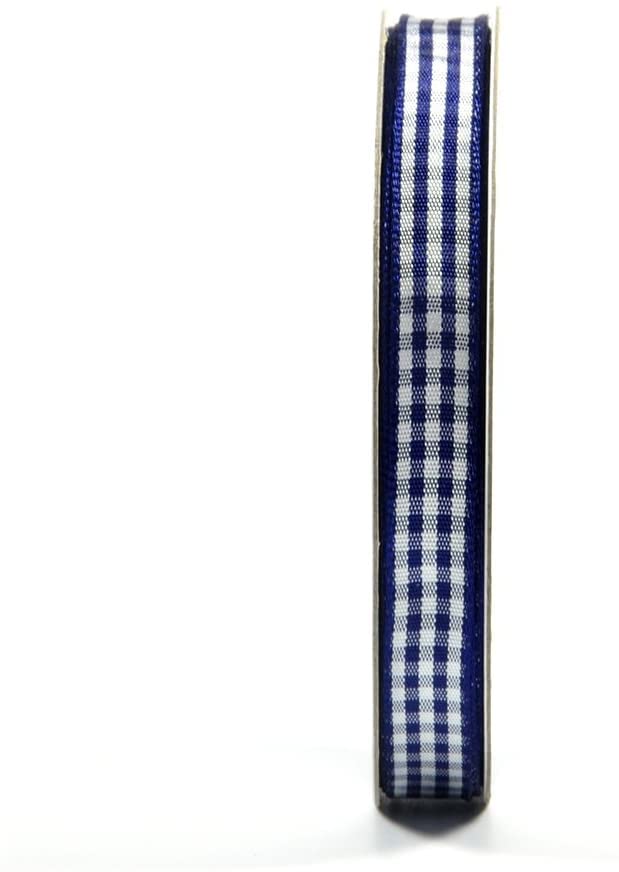Micomon Blue Gingham Woven Edge Ribbon 25 Yards Per Spool,Dark Blue Checked Crafts 3/8 Inch Wide (3/8"", Navy) - Image 4
